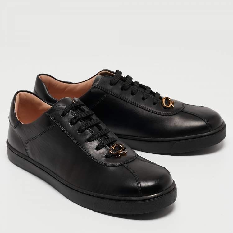 Pre Owned Gianvito Rossi Black Leather Low Top Sneakers Size 37.5