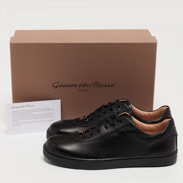Pre Owned Gianvito Rossi Black Leather Low Top Sneakers Size 37.5