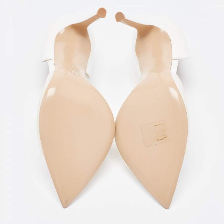 Pre Owned Gianvito Rossi White PVC and Leather Bree D'orsay Pumps Size 38