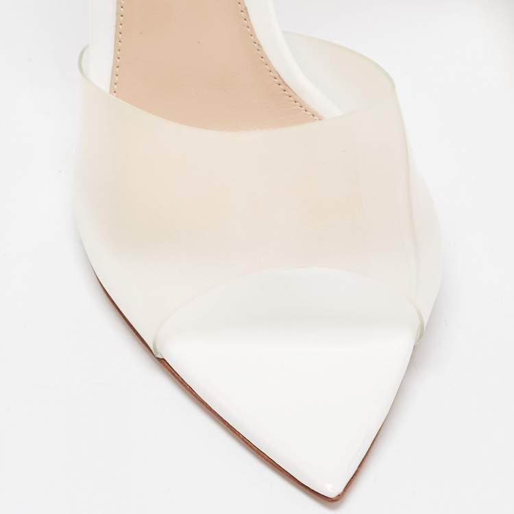 Pre Owned Gianvito Rossi White PVC and Leather Bree D'orsay Pumps Size 38