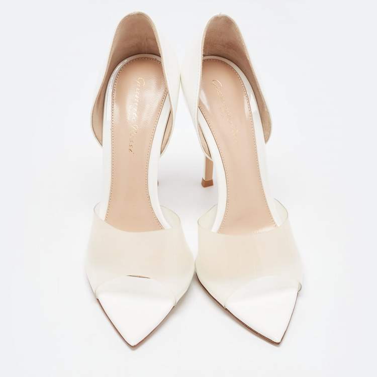 Pre Owned Gianvito Rossi White PVC and Leather Bree D'orsay Pumps Size 38