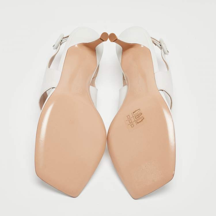Pre Owned Gianvito Rossi White Leather Thong Slide Ankle Strap Sandals Size 38