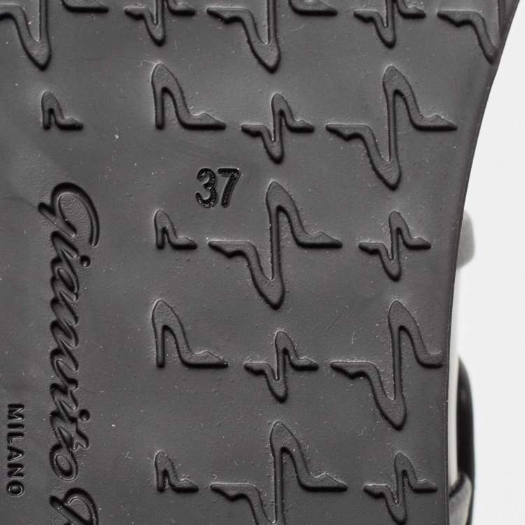 Pre Owned Gianvito Rossi Black Leather and PVC  Slingback Sandals Size 37