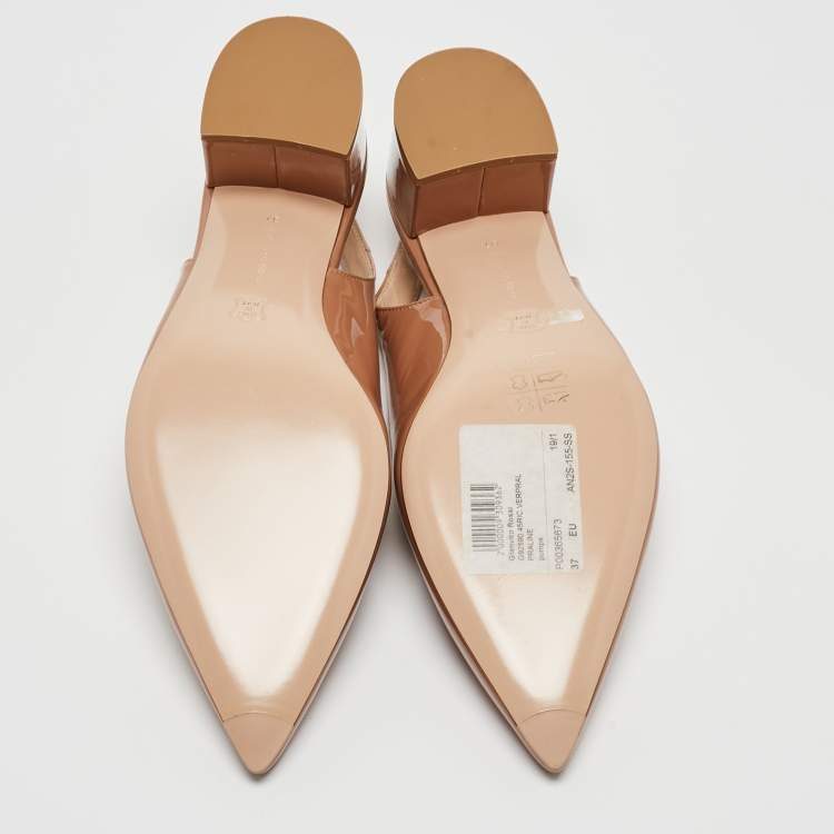 Pre Owned Gianvito Rossi Beige Patent Leather Amee Pumps Size 37