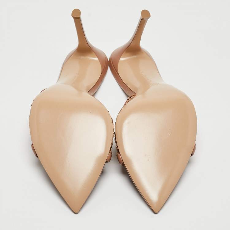 Pre Owned Gianvito Rossi Pink Mesh and Leather Alisia Slide Sandals Size 39