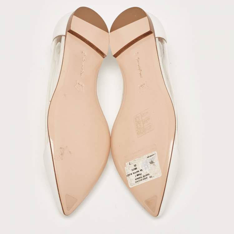 Pre Owned Gianvito Rossi White Leather and PVC Plexi Ballet Flats Size 35