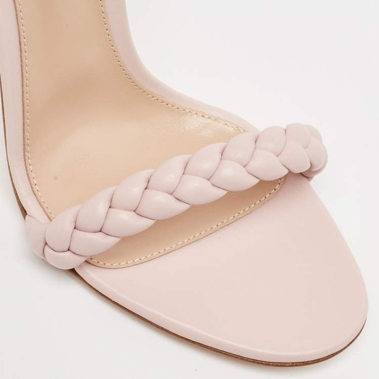 Pre Owned Gianvito Rossi Cream Leather Ankle Sandals Size 38.5