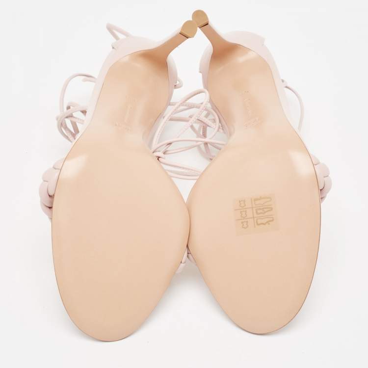 Pre Owned Gianvito Rossi Cream Leather Ankle Sandals Size 38.5