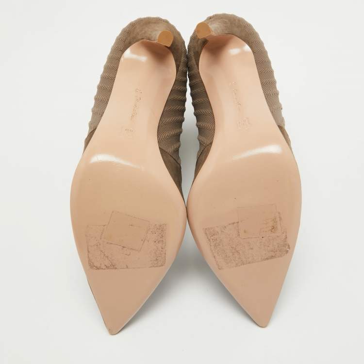 Pre Owned Gianvito Rossi Grey Suede and Fabric Ankle Boots Size 39