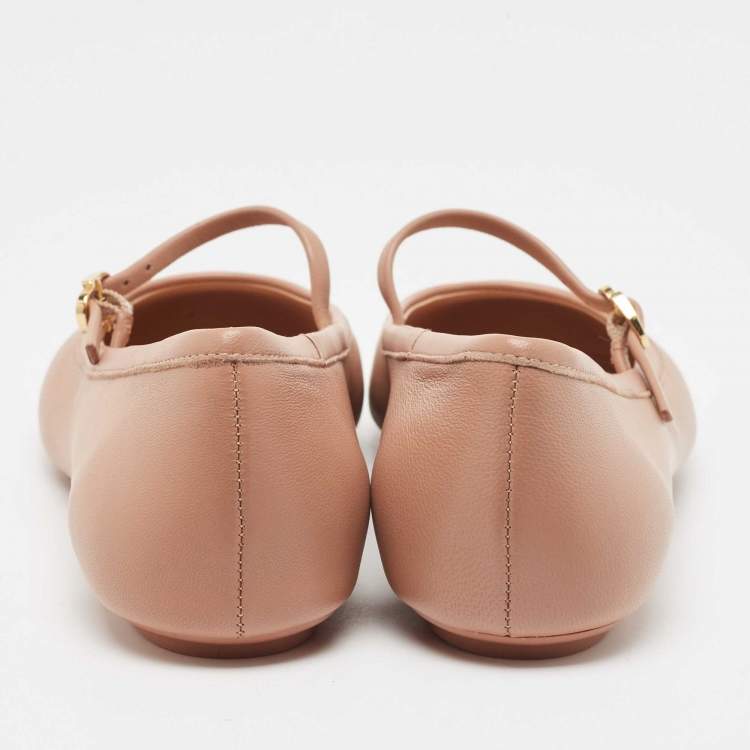 Pre Owned Gianvito Rossi Pink Leather Mary Jane Ballet Flats Size 38