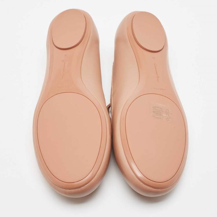 Pre Owned Gianvito Rossi Pink Leather Mary Jane Ballet Flats Size 38