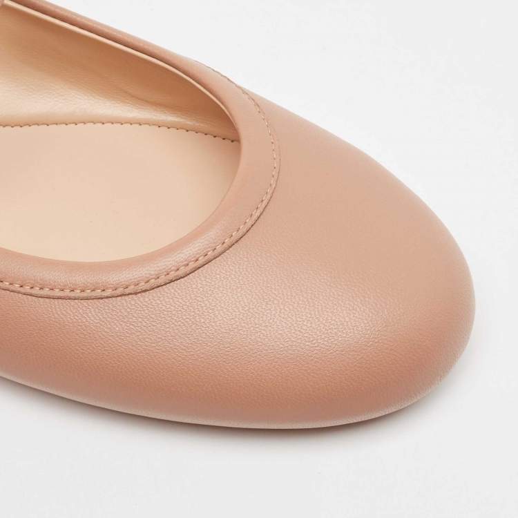Pre Owned Gianvito Rossi Pink Leather Mary Jane Ballet Flats Size 38