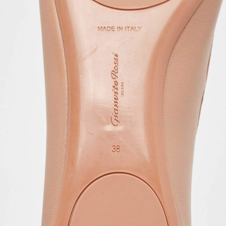 Pre Owned Gianvito Rossi Pink Leather Mary Jane Ballet Flats Size 38