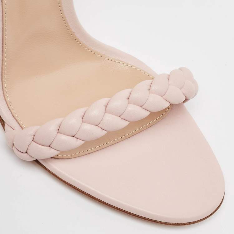 Pre Owned Gianvito Rossi Pink Braided Leather Leomi Sandals Size 39