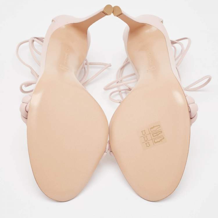 Pre Owned Gianvito Rossi Pink Braided Leather Leomi Sandals Size 39