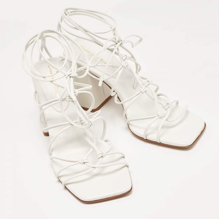 Pre Owned Gianvito Rossi White Leather Minas Sandals Size 39