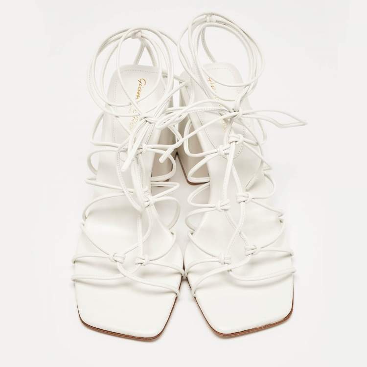 Pre Owned Gianvito Rossi White Leather Minas Sandals Size 39
