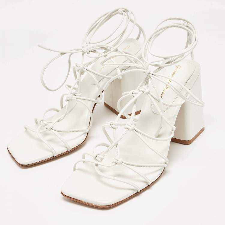Pre Owned Gianvito Rossi White Leather Minas Sandals Size 39