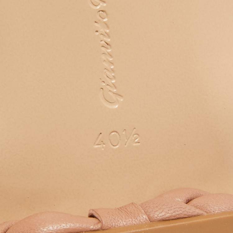 Pre Owned Gianvito Rossi Beige Braided Leather Sorrento Sandals Size 40.5