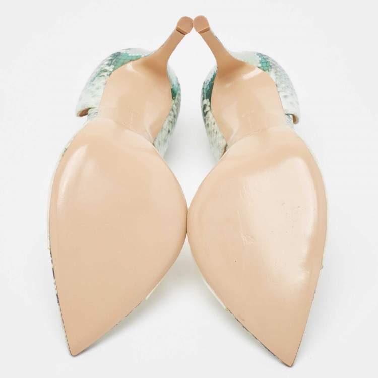 Pre Owned Gianvito Rossi Metallic Embossed Snakeskin and PVC Bree Pumps Size 40.5