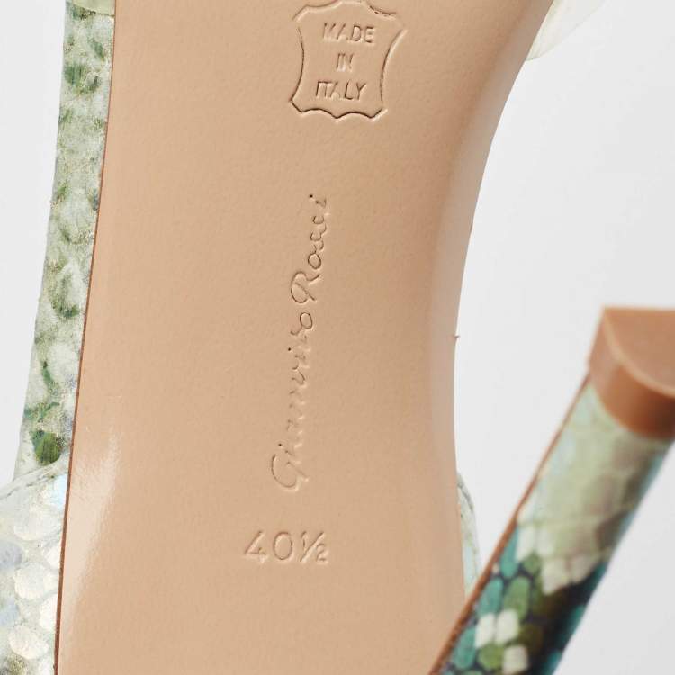 Pre Owned Gianvito Rossi Metallic Embossed Snakeskin and PVC Bree Pumps Size 40.5