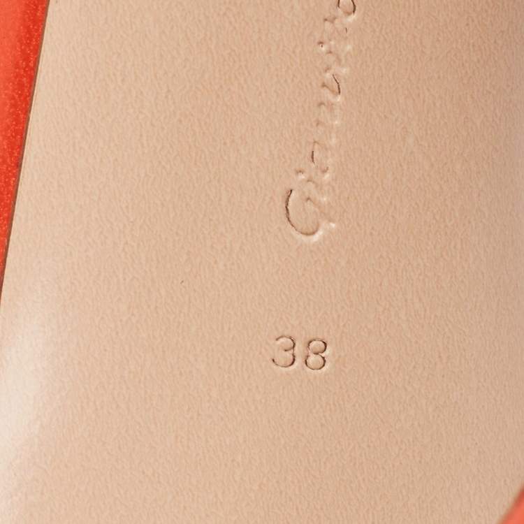 Pre Owned Gianvito Rossi Poppy Red Leather Manilla Sandals Size 38