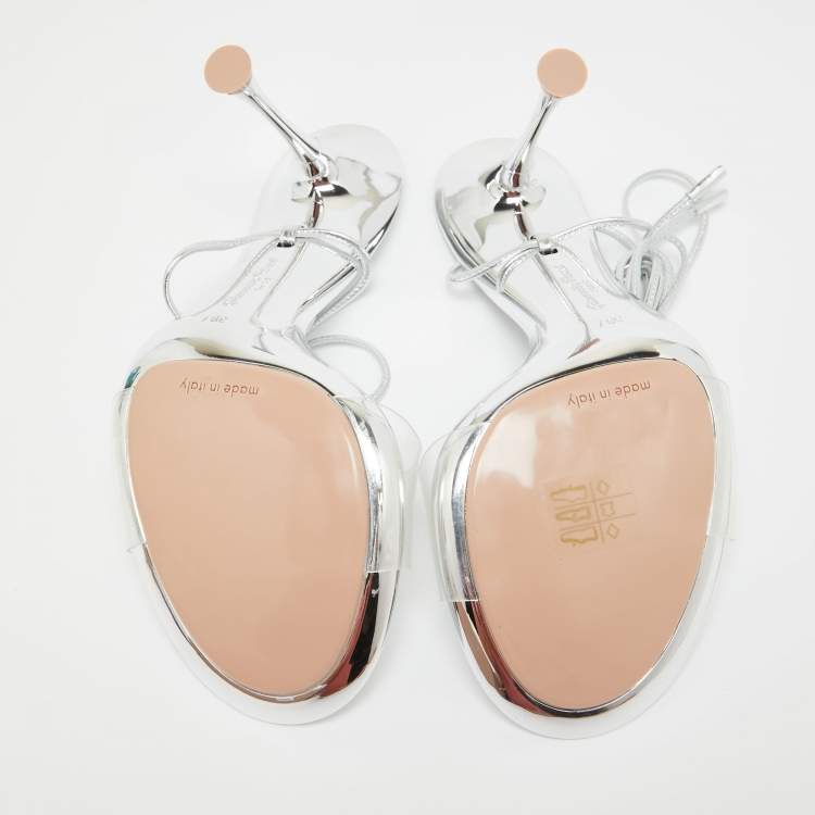 Pre Owned Gianvito Rossi Transparent PVC and Leather Spice Sandals Size 39.5
