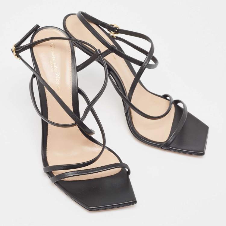 Pre Owned Gianvito Rossi Black Leather Manilla Sandals Size 39.5