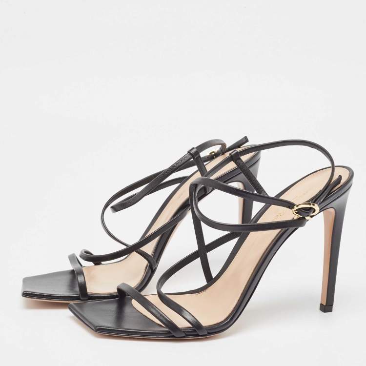 Pre Owned Gianvito Rossi Black Leather Manilla Sandals Size 39.5