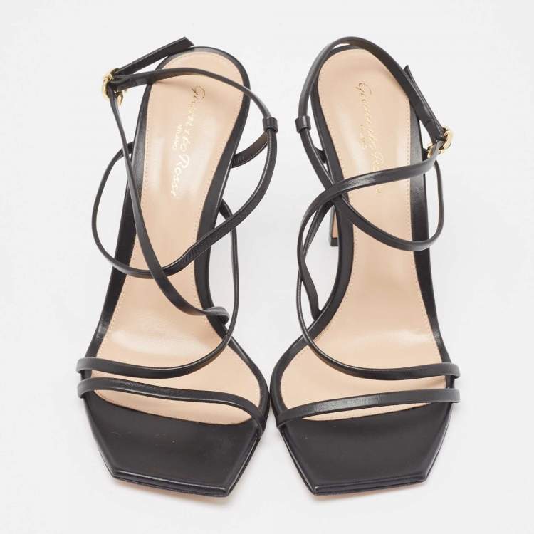 Pre Owned Gianvito Rossi Black Leather Manilla Sandals Size 39.5