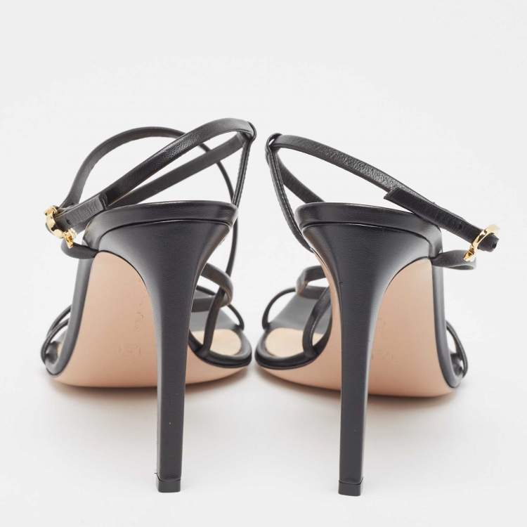Pre Owned Gianvito Rossi Black Leather Manilla Sandals Size 39.5