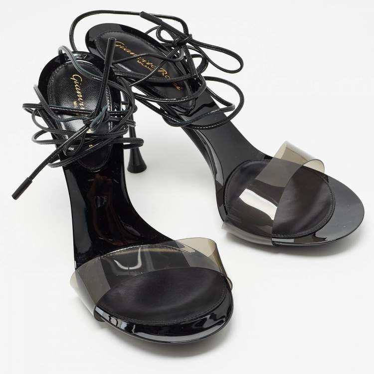 Pre Owned Gianvito Rossi Black PVC Spice Sandals Size 39