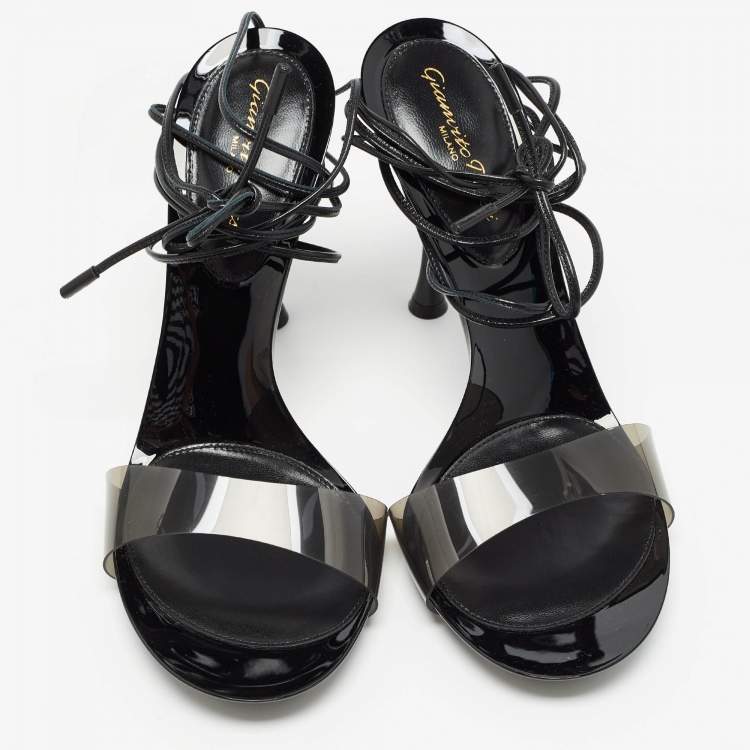 Pre Owned Gianvito Rossi Black PVC Spice Sandals Size 39
