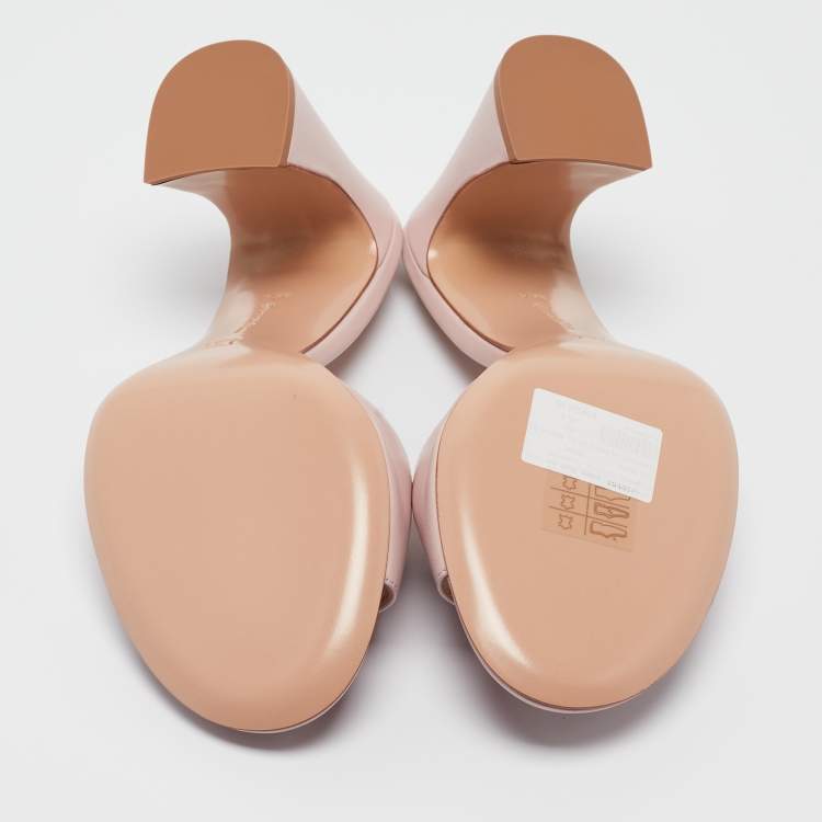 Pre Owned Gianvito Rossi Pink Leather Wynn Mules Size 38.5