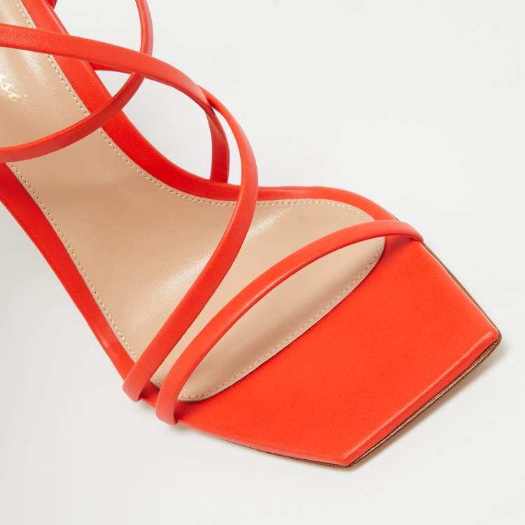 Pre Owned Gianvito Rossi Orange Leather Manilla Sandals Size 40