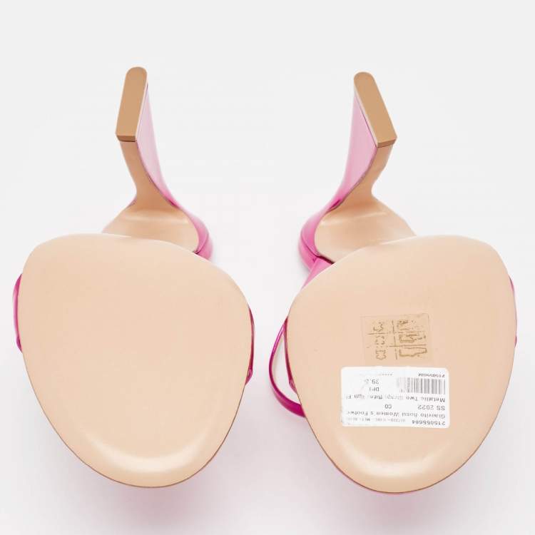 Pre Owned Gianvito Rossi Metallic Pink Leather Aura Sandals Size 39.5