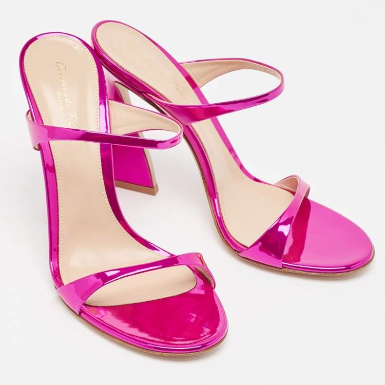 Pre Owned Gianvito Rossi Metallic Pink Leather Aura Sandals Size 39.5