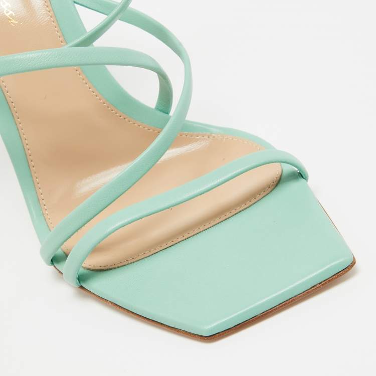 Pre Owned Gianvito Rossi Mint Green Leather Manilla Sandals Size 38.5