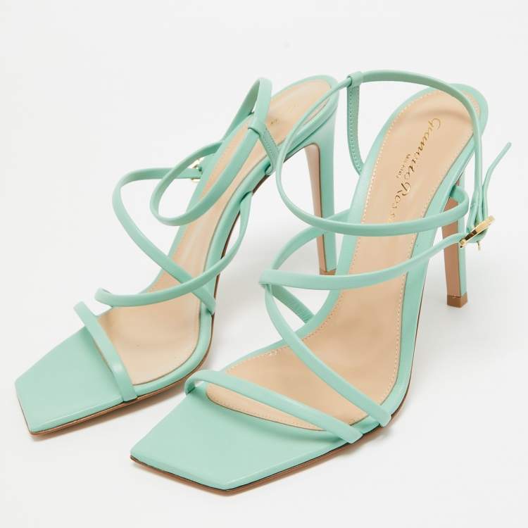 Pre Owned Gianvito Rossi Mint Green Leather Manilla Sandals Size 38.5