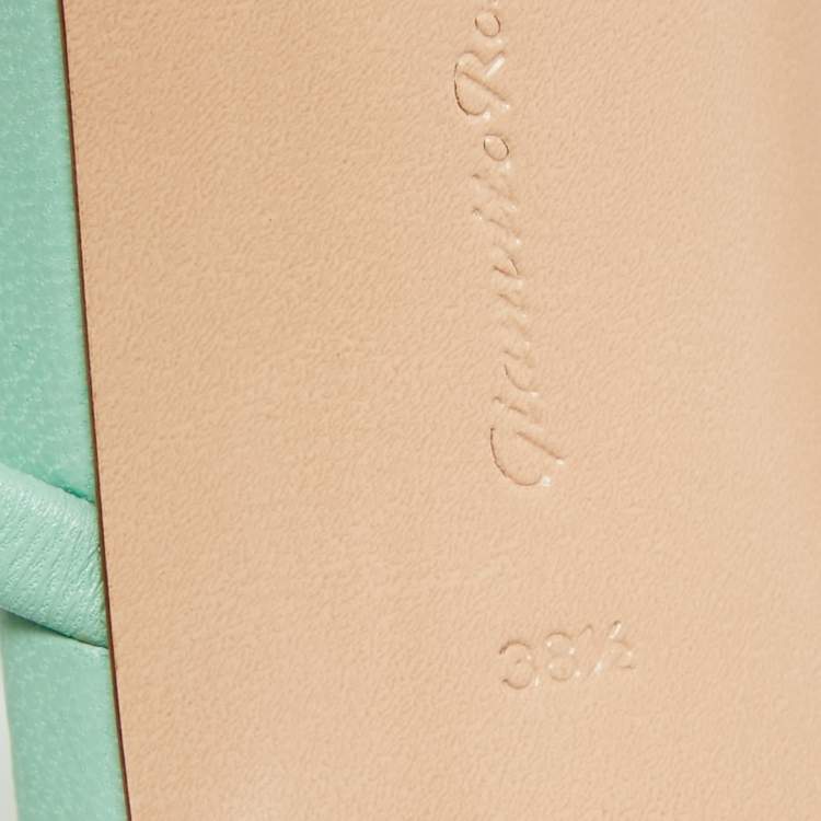 Pre Owned Gianvito Rossi Mint Green Leather Manilla Sandals Size 38.5