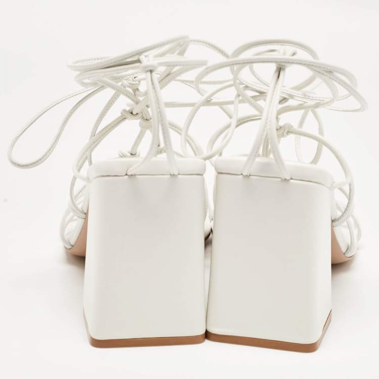 Pre Owned Gianvito Rossi White Leather Minas Sandals Size 40