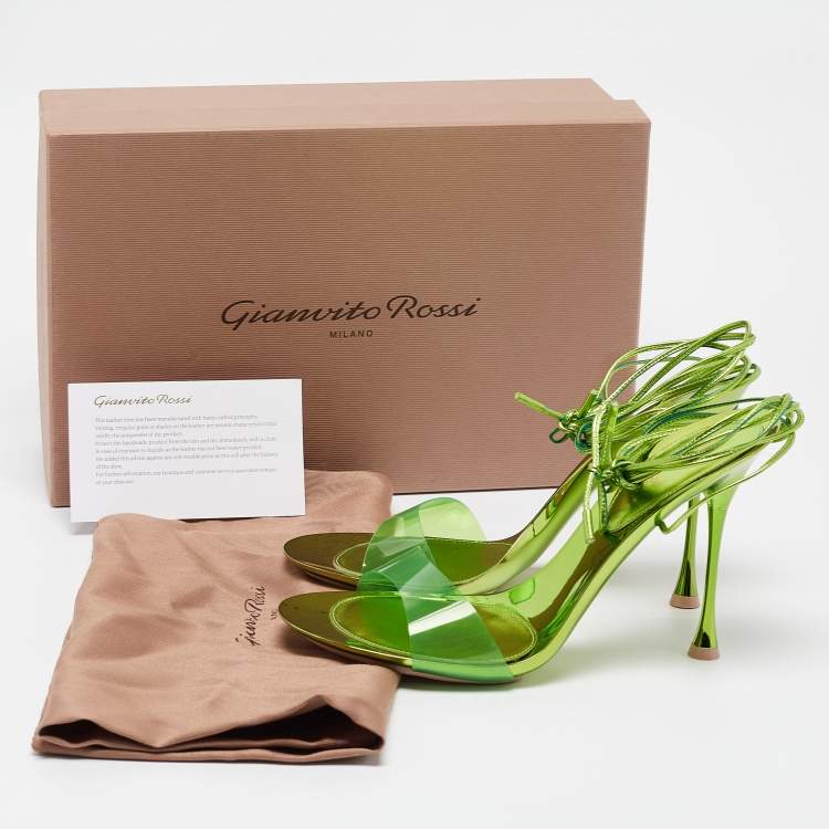 Pre Owned Gianvito Rossi Green PVC and Leather Spice Sandals Size 39