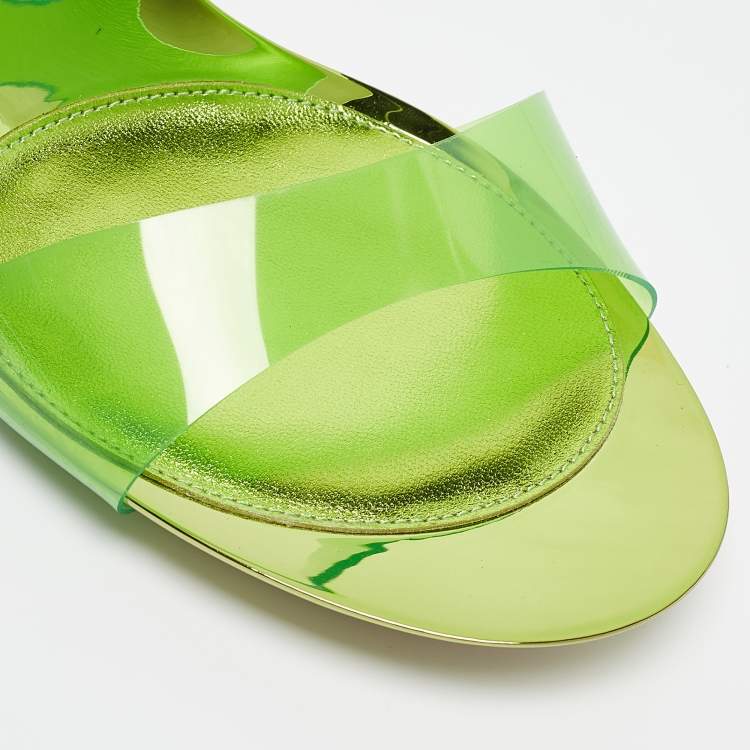 Pre Owned Gianvito Rossi Green PVC and Leather Spice Sandals Size 39