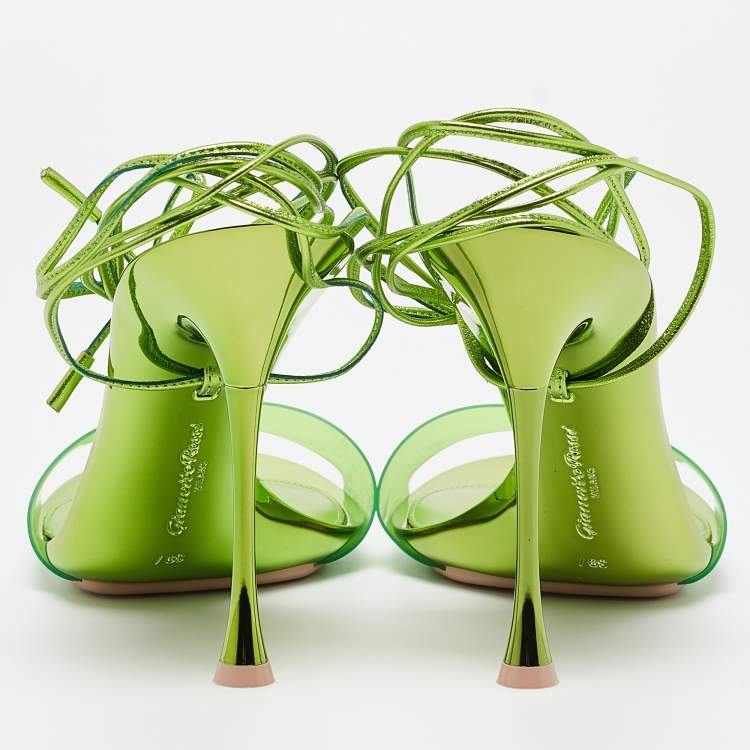 Pre Owned Gianvito Rossi Green PVC and Leather Spice Sandals Size 39