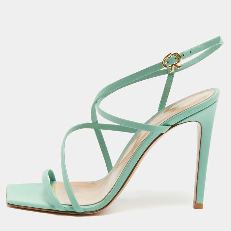 Pre Owned Gianvito Rossi Mint Green Leather Manilla Sandals Size 39
