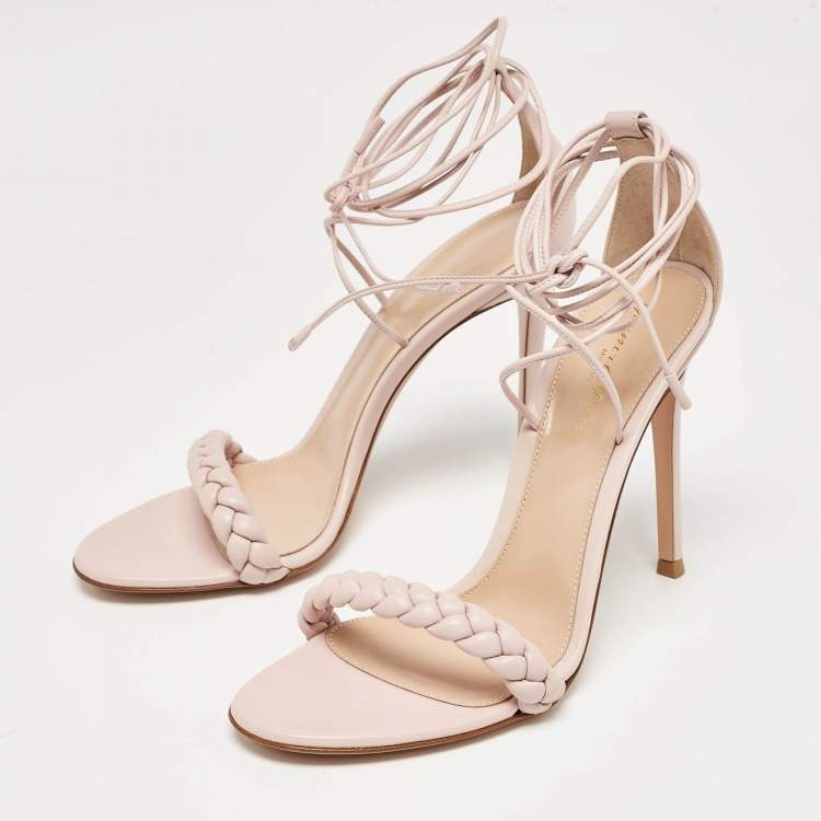Pre Owned Gianvito Rossi Pink Braided Leather Leomi Sandals Size 39