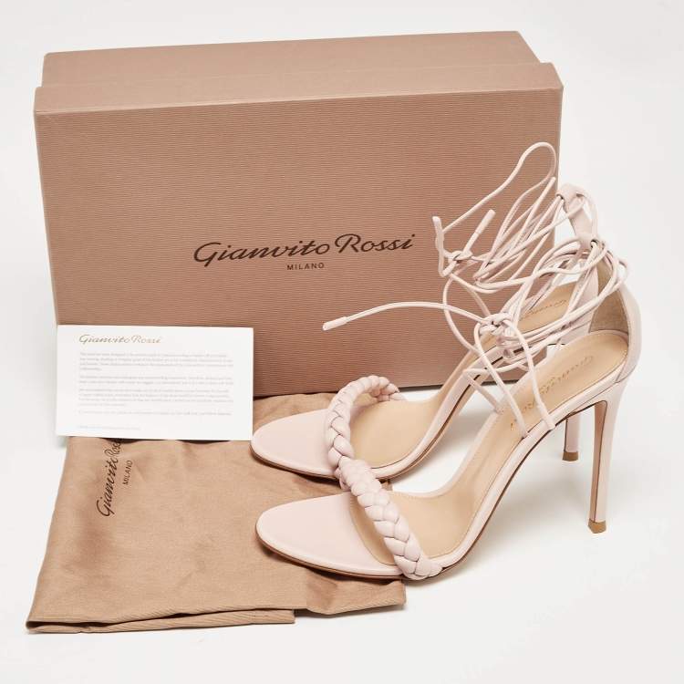 Pre Owned Gianvito Rossi Pink Braided Leather Leomi Sandals Size 39