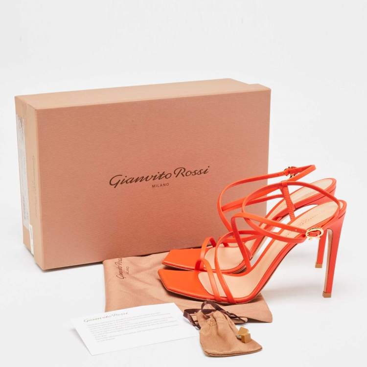 Pre Owned Gianvito Rossi Poppy Red Leather Manilla Sandals Size 39