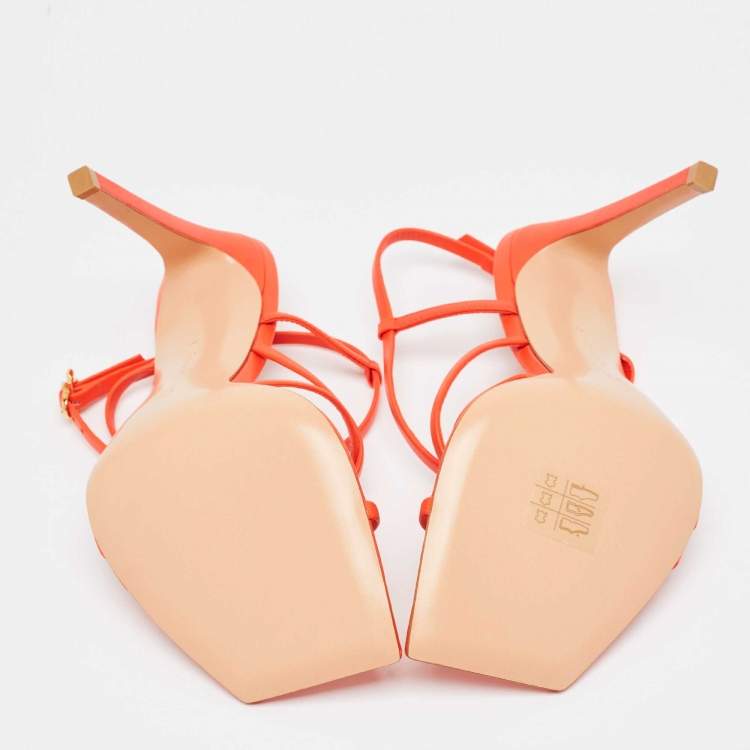 Pre Owned Gianvito Rossi Poppy Red Leather Manilla Sandals Size 39