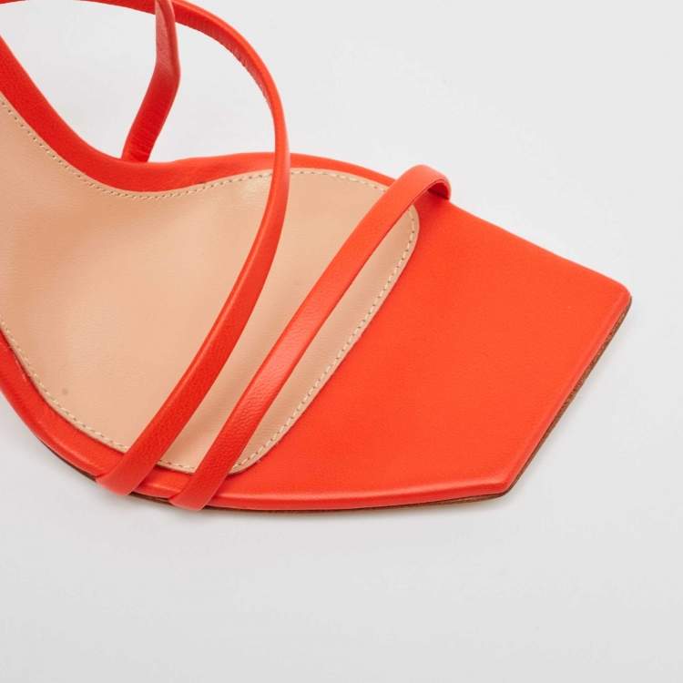 Pre Owned Gianvito Rossi Poppy Red Leather Manilla Sandals Size 39